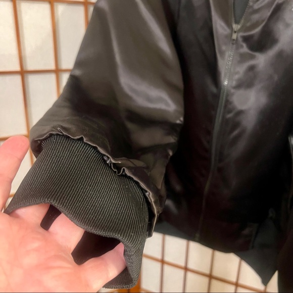 Vintage Black Satin Circus Circus Poker Bomber Jacket XXL - Picture 3 of 12